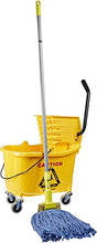 Load image into Gallery viewer, Amazon Basics Side Press Wringer Combo Commercial Rectangular Mop Bucket on Wheels, 35-Quart, Yellow