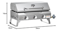 Load image into Gallery viewer, Onlyfire Flat Top Gas Griddle with Foldable Legs, 3-Burner Stainless Steel Propane Gas Grill Griddle, 24” Portable Tabletop Griddle for Outdoor Cooking Camping Tailgating RV, 24,000 BTU, GS309