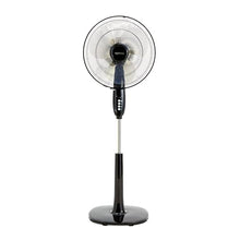 Load image into Gallery viewer, Amazon Basics 16-Inch 3-Speed Pedestal Floor Fan, Standing Fan for Home, with Oscillating Dual Blades, AC Motor, With Remote Control, Timer, Tilted Head, Black