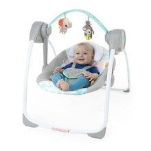 Load image into Gallery viewer, Bright Starts Portable Automatic 6-Speed Baby Swing with Adaptable Speed, Taggies, Music, Removable-Toy-Bar, 0-9 Months 6-20 lbs (Whimsical Wild)