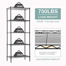 Load image into Gallery viewer, PayLessHere 14" D×24" W×60" H Wire Shelving Unit Metal Commercial Shelf with 5 Tier Layer Rack Strong Steel for Restaurant Garage Pantry Kitchen Garage,Black