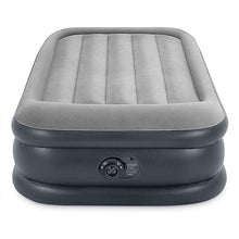 Load image into Gallery viewer, Intex 64131ED Dura-Beam Plus Deluxe Pillow Rest Air Mattress: Fiber-Tech – Twin Size – Built-in Electric Pump – 16.5in Bed Height – 300lb Weight Capacity