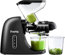 Load image into Gallery viewer, Fretta Masticating Slow Juicers, 3-inch Wide Feeding Chute Cold Press Juicer, Celery Juicer, Juicer Machines Vegetable and Fruit,Juice Recipes Included, 2 Speed, BPA-Free, Easy Clean, 200W(Black)