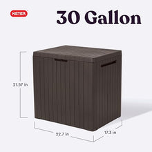 Load image into Gallery viewer, Keter City 30 Gallon Resin Outdoor Storage Box and Patio Furniture Side Table for Pool and Garden Accessories, Brown