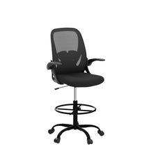 Load image into Gallery viewer, Primy Drafting Chair Tall Office Chair with Flip-up Armrests Executive Ergonomic Computer Standing Desk Chair with Lumbar Support and Adjustable Footrest Ring (Black)