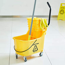 Load image into Gallery viewer, Amazon Basics Side Press Wringer Combo Commercial Rectangular Mop Bucket on Wheels, 35-Quart, Yellow