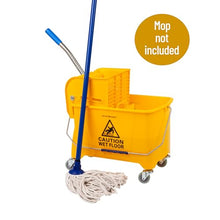Load image into Gallery viewer, Mind Reader Mop Bucket with Wringer, 22 Qt (5.5 Gallon), Floor Cleaning, Handle, Wheels, 16.25"L x 10.75"W x 24.5"H, Yellow