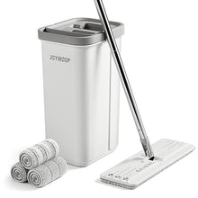 Load image into Gallery viewer, JOYMOOP Mop and Bucket with Wringer Set, Hands Free Flat Floor Mop and Bucket, with 3 Washable Microfiber Pads, Wet and Dry Use, Floor Cleaning System
