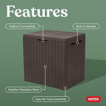 Load image into Gallery viewer, Keter City 30 Gallon Resin Outdoor Storage Box and Patio Furniture Side Table for Pool and Garden Accessories, Brown