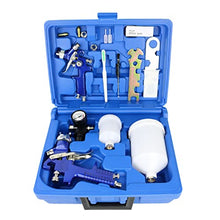 Load image into Gallery viewer, HVLP Air Gravity Spray Gun Set,2-Sprayer paint Gun,0.8mm 150ml & 1.4mm 600ml Auto Gravity Feed Painting with Locking Air Pressure Regulator Gauge Air Spray Nozzle Gun for Cake Decoration,Model Making