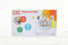 Load image into Gallery viewer, Bright Starts Portable Automatic 6-Speed Baby Swing with Adaptable Speed, Taggies, Music, Removable-Toy-Bar, 0-9 Months 6-20 lbs (Whimsical Wild)