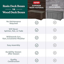 Load image into Gallery viewer, Keter Outdoor Storage Deck Box, 150 Gallon Resin Patio Bin & Bench, Wood Grain, Brown