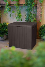 Load image into Gallery viewer, Keter City 30 Gallon Resin Outdoor Storage Box and Patio Furniture Side Table for Pool and Garden Accessories, Brown