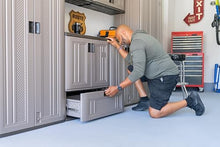 Load image into Gallery viewer, Suncast Indoor/Outdoor Resin Single-Drawer Storage Cabinet, Platinum Metallic