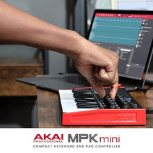 Load image into Gallery viewer, AKAI Professional MPK Mini MK3 - 25 Key USB MIDI Keyboard Controller With 8 Backlit Drum Pads, 8 Knobs and Music Production Software Included