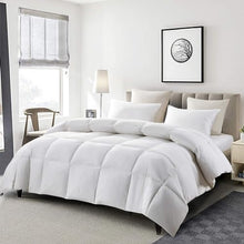 Load image into Gallery viewer, Serta Goose Feather Down Fiber Cotton Comforter Queen Size - 100% Cotton Duvet Insert - Hotel Luxury Hypoallergenic Bedding Comforter All Season Medium Warmth 90 x 90 Inch White