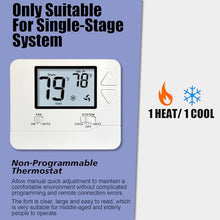 Load image into Gallery viewer, Heagstat Non-Programmable Thermostats for Home Conventional Single-Stage Systems, up to 1 Heat/ 1 Cool (with White Backlight)