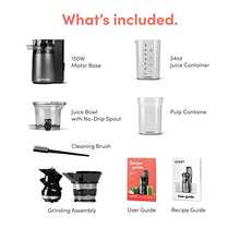 Load image into Gallery viewer, nutribullet Slow Juicer, Slow Masticating Juicer Machine, Easy to Clean, Quiet Motor & Reverse Function, BPA-Free, Cold Press Juicer with Brush, 150 Watts, Charcoal Black, NBJ50300, 24-oz