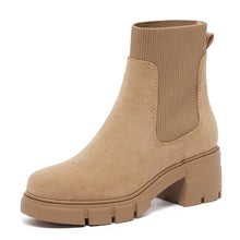 Load image into Gallery viewer, REDTOP Women's Elastic Chelsea Boots Chunky Block Heel Platform Lug Sole Ankle Booties