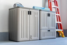 Load image into Gallery viewer, Suncast Indoor/Outdoor Resin Single-Drawer Storage Cabinet, Platinum Metallic