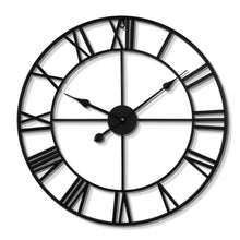 Load image into Gallery viewer, LEIKE Large Wall Clock, Silent, Non-Ticking Metal Wall Clock, Round Modern Wall Decor for Living Room, Bedroom Kitchen and Outdoor, 16-Inch (40cm, Black Roman Number)