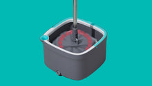 Load image into Gallery viewer, True & Tidy True Clean Mop and Bucket System, Includes Square Spin Mop, Dual Compartment Mop Bucket and 2 Thick Machine Washable Mop Pads (Spin Mop)