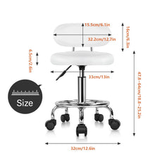 Load image into Gallery viewer, KKTONER PU Leather Modern Rolling Stool with Low Back Height Adjustable Work Salon Drafting Swivel Task Chair with Footrest (White)
