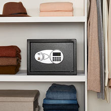 Load image into Gallery viewer, Amazon Basics Steel Security Safe and Lock Box with Electronic Keypad - Secure Cash, Jewelry, ID Documents, 0.5 Cubic Feet, Black, 13.8" W x 9.8" D x 9.8" H