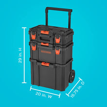 Load image into Gallery viewer, beyond by BLACK+DECKER BLACK+DECKER BDST60500APB Stackable Storage System - 3 Piece Set (Small, Deep Toolbox, and Rolling Tote)