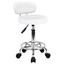 Load image into Gallery viewer, KKTONER PU Leather Modern Rolling Stool with Low Back Height Adjustable Work Salon Drafting Swivel Task Chair with Footrest (White)