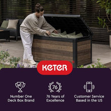 Load image into Gallery viewer, Keter City 30 Gallon Resin Outdoor Storage Box and Patio Furniture Side Table for Pool and Garden Accessories, Brown