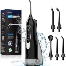 Load image into Gallery viewer, COSLUS Water Dental Flosser Teeth Pick: Portable Cordless Oral Irrigator 300ML Rechargeable Travel Irrigation Cleaner IPX7 Waterproof Electric Waterflosser Flossing Machine for Teeth Cleaning F5020E