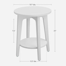 Load image into Gallery viewer, VASAGLE Side Table, Small Round End Table with Lower Shelf, Nightstand for Small Spaces, Living Room, Bedroom, White ULET283T14