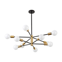 Load image into Gallery viewer, KAISITE Modern Chandelier Dining Room Light Fixture Over Table 10-Light Sputnik Chandelier Ceiling Light Fixture Height Adjustable Black and Gold Mid Century Pendant Lighting for Kitchen Living Room