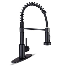 Load image into Gallery viewer, WEWE Kitchen Faucets with Pull Down Sprayer Commercial Industrial Stainless Steel Single Handle Single Hole Spring Farmhouse RV Sink Faucet, Matte Black