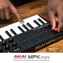 Load image into Gallery viewer, AKAI Professional MPK Mini MK3 - 25 Key USB MIDI Keyboard Controller With 8 Backlit Drum Pads, 8 Knobs and Music Production Software Included