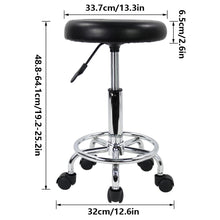 Load image into Gallery viewer, KKTONER PU Leather Modern Round Rolling Stool with Footrest Height Adjustable Spa Drafting Salon Tattoo Work Massage Stools Task Chair Small (Black)