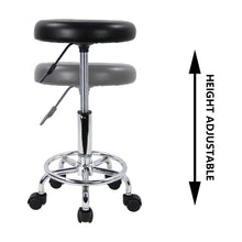 Load image into Gallery viewer, KKTONER PU Leather Modern Round Rolling Stool with Footrest Height Adjustable Spa Drafting Salon Tattoo Work Massage Stools Task Chair Small (Black)