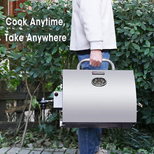 Load image into Gallery viewer, Royal Gourmet GT1001 Stainless Steel Portable Grill, 10000 BTU BBQ Tabletop Gas Grill with Folding Legs and Lockable Lid, Outdoor Camping, Deck and Tailgating, Silver