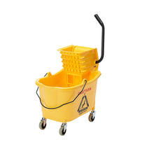 Load image into Gallery viewer, Amazon Basics Side Press Wringer Combo Commercial Rectangular Mop Bucket on Wheels, 35-Quart, Yellow