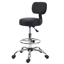 Load image into Gallery viewer, KLASIKA Drafting Swivel Chair with Back Support and Adjustable Footrest Rolling Stool, Multi-Purpose Office Desk Chair for Bar Kitchen Shop, Black