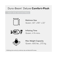 Load image into Gallery viewer, Intex: Dura-Beam Deluxe Comfort-Plush Air Mattress - 22" Queen Blue - Built-in Electric Pump, Durable Fiber-Tech, Carry Bag Included, 600lb Capacity