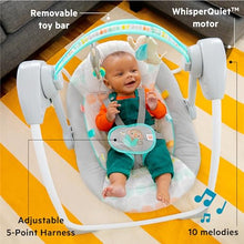 Load image into Gallery viewer, Bright Starts Portable Automatic 6-Speed Baby Swing with Adaptable Speed, Taggies, Music, Removable-Toy-Bar, 0-9 Months 6-20 lbs (Whimsical Wild)