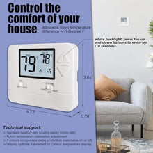 Load image into Gallery viewer, Heagstat Non-Programmable Thermostats for Home Conventional Single-Stage Systems, up to 1 Heat/ 1 Cool (with White Backlight)