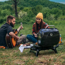 Load image into Gallery viewer, Royal Gourmet GT2005 2-Burner Portable Propane Gas Grill with Foldable Side Tables & Foldable Support Legs, Tabletop Gas Grill with Warming Rack for for Outdoor Cooking & Grilling, Black