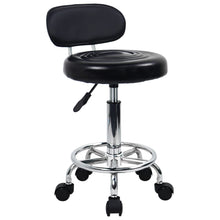 Load image into Gallery viewer, KKTONER PU Leather Modern Rolling Stool with Low Back Height Adjustable Work Salon Drafting Swivel Task Chair with Footrest (Black)