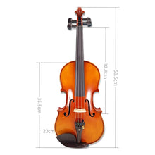 Load image into Gallery viewer, 4 Strings Violin Set Acoustic Violin 4/4 Full Set Flamed Maple Spruce Ebony Fittings 1/2 Violin 3/4 Violin 1/4 Violin for Beginners Solid Wood Violin with Hard Case & Violin Bow(4/4 Brown 1)