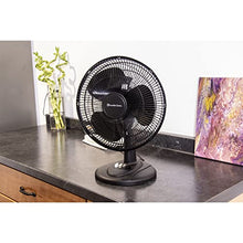 Load image into Gallery viewer, Comfort Zone Oscillating Table Fan with Adjustable Tilt, Convenient Push Button Controls, Quiet, 12 inch, 3 Speed, Desk Fan, Airflow 7.25 ft/sec, Ideal for Home, Bedroom, Dorm & Office, CZ121BK