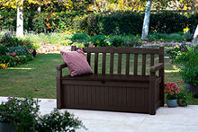 Load image into Gallery viewer, Keter Solana 70 Gallon Storage Bench Deck Box for Patio Furniture, Front Porch Decor and Outdoor Seating – Perfect to Store Garden Tools and Pool Toys, Brown/Brown