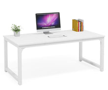 Load image into Gallery viewer, Tribesigns Modern Computer Desk, 63 x 31.5 inch Large Executive Office Desk Computer Table Study Writing Desk Workstation for Home Office, Spliced Desktop, White